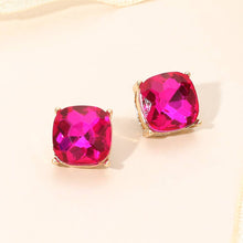 Purple Square Cushion Stud Earrings