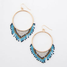 Blue Irie Beaded Chandelier Hoop Drop Earrings