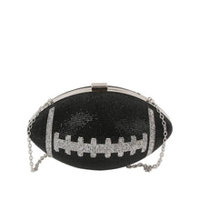Black Rhinestone Encrusted Football Clutch Bag