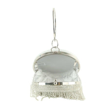 Silver Rhinestone Fringe Wristlet Evening Bag