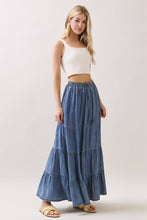 Medium Washed Tencel Tiered Maxi Skirts