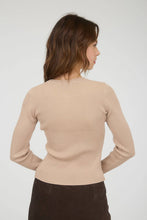 Mocha Snap Button Round Neck Knit Cardigan