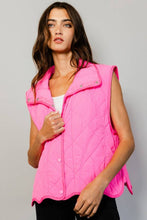 Pink Quilted Vest With A Down-filled