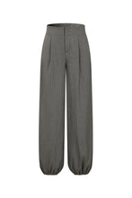 Grey Woven Stripe Balloon Pants