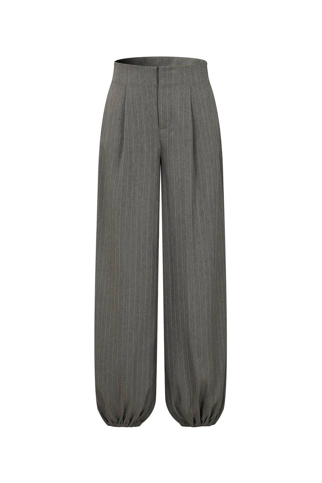 Grey Woven Stripe Balloon Pants