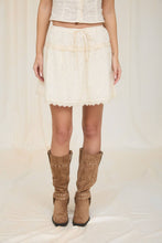 Natural Lace Trim Front Tie Eyelet Mini Skirt