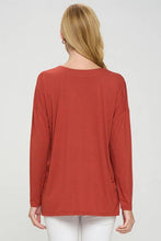 Rust V-Neck Long Sleeve Top