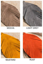 Grey Genuine Leather Leaf Earrings