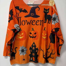 VI332 Orange Cosy Halloween Night Printed Sweater