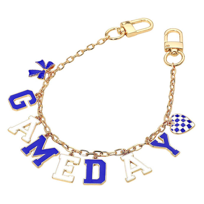 Blue Gold White Football GAME DAY Heart Charm