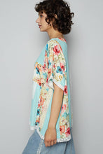 Aqua POL Round neck short sleeve floral knit rib top