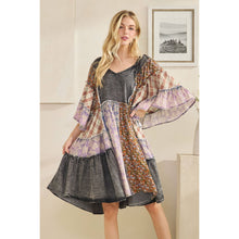 Black Multi Washed Mix Printed Tiered Ruffle Oli+Hali Tunic