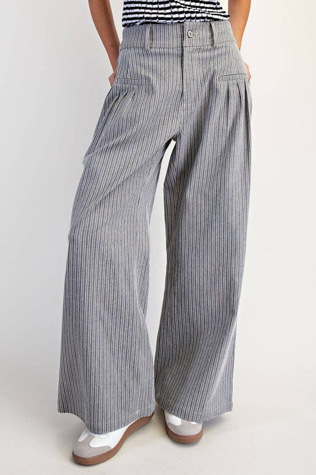 Black Striped Wide Pants