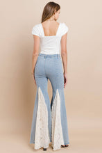 Light Denim Lace Detail Wide Leg Jeans