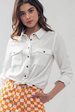 White Classic Tencel Utility Casual Button Down Chambray Urban Daizy Shirt