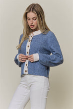 CONTRAST SCALLOP TRIM SWEATER CARDIGAN Latte