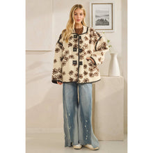 Ecru Oversized Floral Front Button Metal Clasps Oli+Hali Jacket