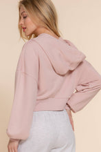 Beige Pink Long Sleeve Hoodie French Terry Zip Up Jacket
