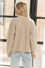 Beige Buttons Striped Denim Pockets Cardigan