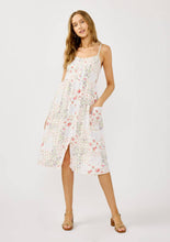 Natural Lavender Smocked Faux Button Front Pocket Dress