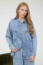 Chambray Washed Button Down Long Sleeve Shirt