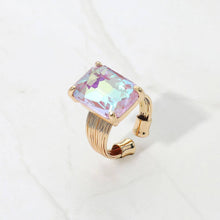 Black Emerald Cut Stone Adjustable Ring