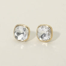 Clear Silver Cushion-cut Faceted Iridescent Stone Stud Earrings