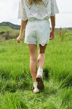 White Elastic Waist Laced Mello Shorts