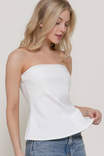 Off White Peplum Soft Knit Jersey Tube Top