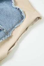 Taupe Light Blue Knit Denim Mix Vest