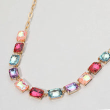 Multi Cushion Rectangular Stone Cluster Link Evening Necklace
