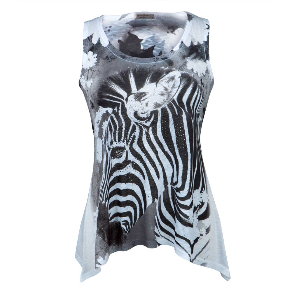 Zebra Portrait Juniors Tank Top Tunic: MD