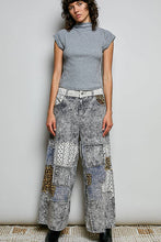 Black Multi Handcrafted Vintage DIY Patchwork-Style Waistband Wide POL Pants