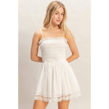 Cream Smocked Lace Trim Romper