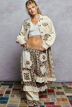 Natural Collar neck double gauze contrast maxi length POL jacket