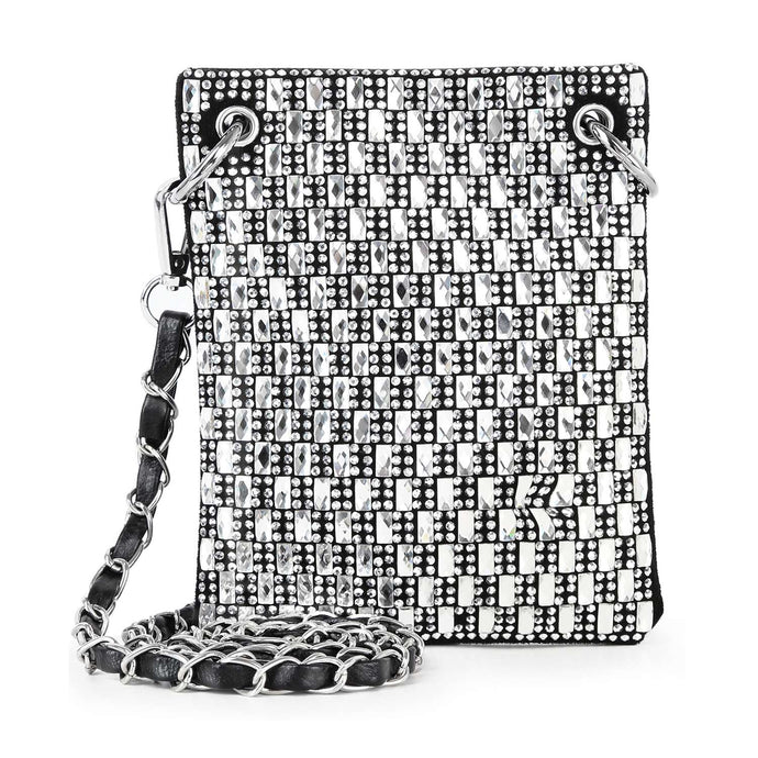 Black Petite Rhinestone Bling Crossbody Sling