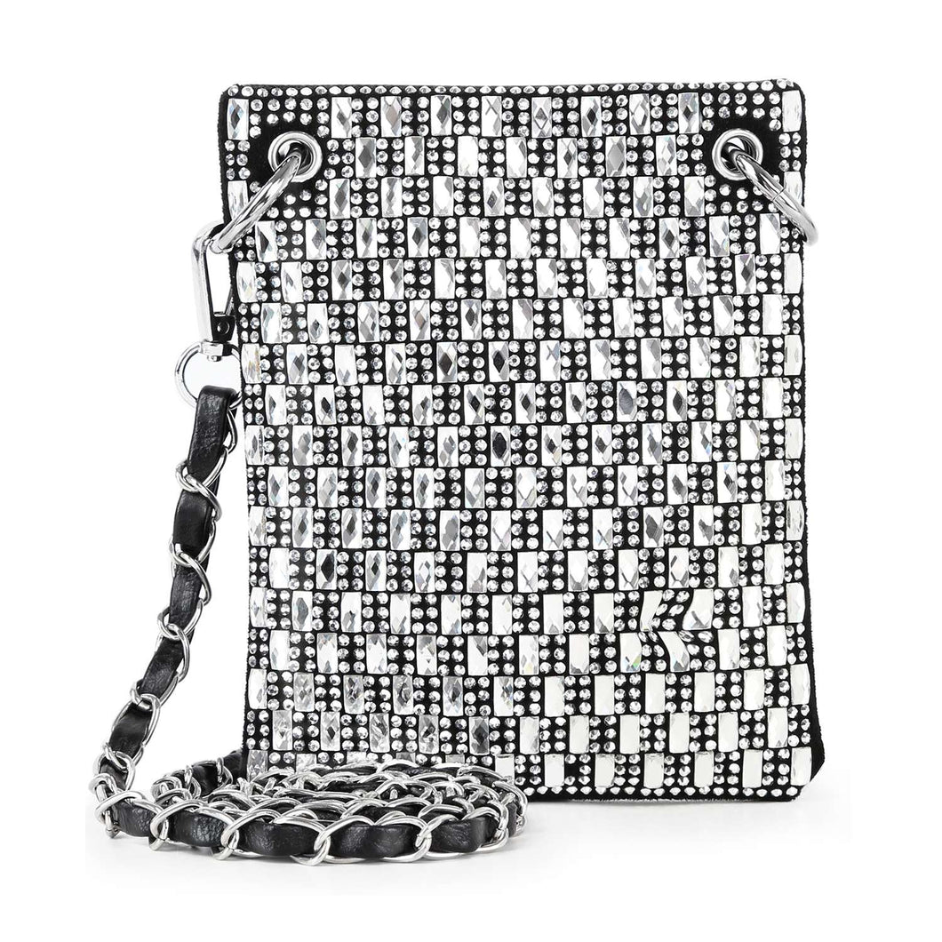 Black Petite Rhinestone Bling Crossbody Sling