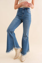 Blue B Destressed Bottom Edge w/ Rhinestone Jeans: MED DENIM