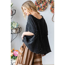 Black Washed Double Gauze Ruffled Oversized Oli+Hali Tee