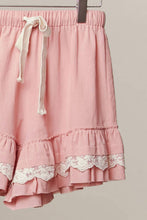 Baby Pink Lace Trimming Ruffle Mello Shorts