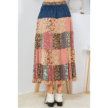 Patchwork Serenade Overdyed Long Skirt With Tiered Denim: Latte