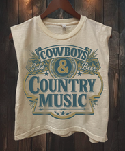 Cream Cowboys, Cold Beer & Country music BOXY  Muscle Top