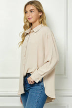 Khaki Oversized Boyfriend Light Weight Air flow Button Up Shirt