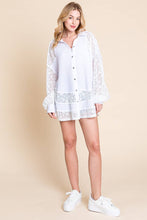 White Lace Mixed Oversized Shirt