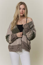 Olive Multi Button Down Bubble Sleeve Knit Cardigan
