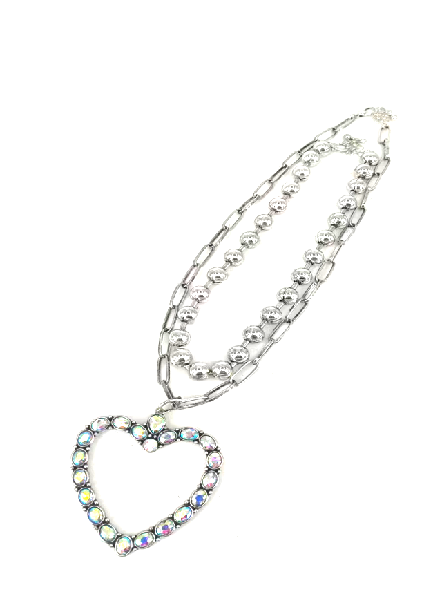 Western Large Crystal Heart Necklace
