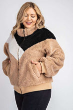 Taupe Color Block Faux Fur Jacket 10/9/23 7177