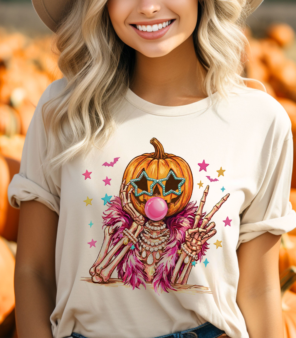 Natural Pumpkin Head Skeleton Tee