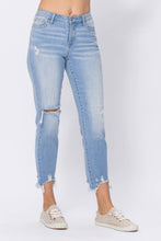 Light Mid Rise Destroyed Hem Boyfriend Judy Blue Jeans