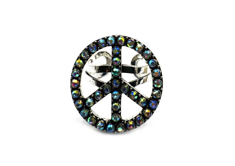 Aurora Western Stone Bubble Peace Sign Cuff Ring